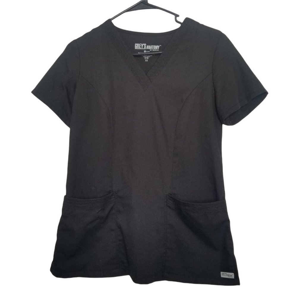 Grey's Anatomy Women's Black Scrub Nursing Top Size XS